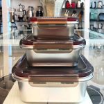 ظرف غذای استیل یونیک مدلی مستطیلی سه تایی ل