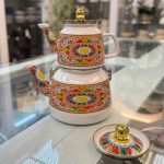 کتری قوری لعابی طرح دار لورنز در طرح های مختلف ک