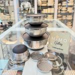 کاسه اسیتل دربدار ست 4 عددی میکسینگ بول به همراه درب رنده ای الف