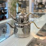 کتری قوری استیل نزاز طرح دسته طلایی مدل 2401 الف