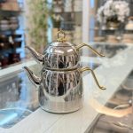 کتری قوری استیل نزاز طرح دسته طلایی مدل 2499 الف