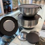 ست سه عددی کاسه استیل دربدار میکسینگ بول به همراه درب رنده ای مدل تکدسته ج