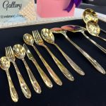 سرویس قاشق چنگال 24 نفره 120 پارچه یونیک طلایی د