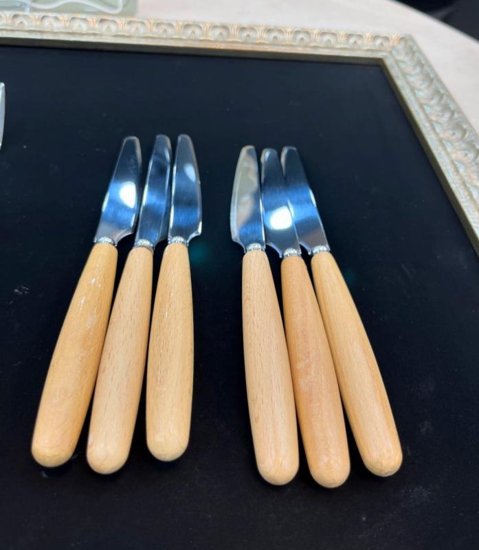 ست کارد و چنگال 12 پارچه دسته چوبی یونیک د