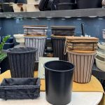 ست سطل و جا دستمالی مدل درب چوبی با بدنه پارچه ای م