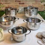 سرویس قابلمه 10 پارچه استیل برند KST طرح جدید راه راه مات الف