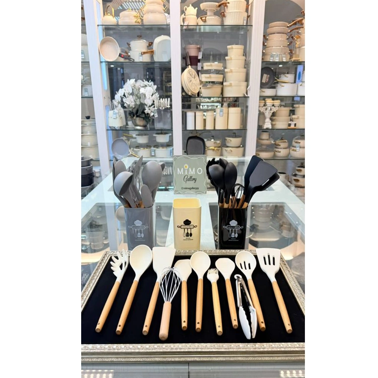 ست کفگیر و ملاقه 12 پارچه یونیک با استند مربعی ب