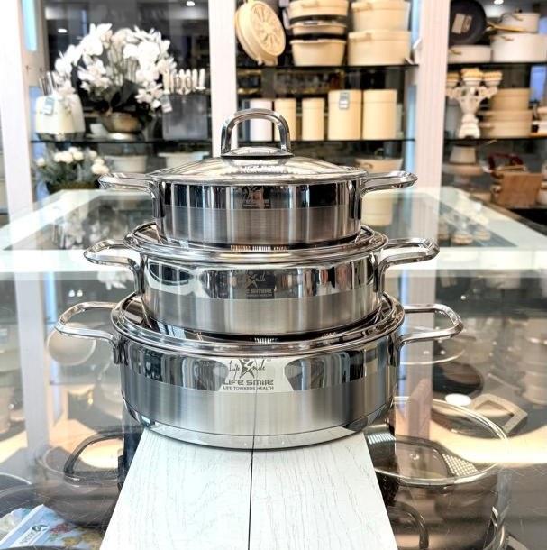 تابه های تک استیل مدل لایف اسمایل کد LIFEP12SHR-Silver الف