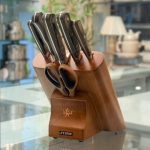 سرویس چاقو آشپزخانه لایف اسمایل با استند چوبی مدل 8-2 ج