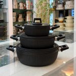 ماهیتابه دودسته دربدار گرانیتی اویز مدل هارلیز مشکی